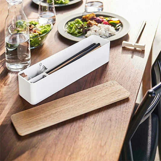 長型 木目調 カトラリーケース 蓋付き 引き出し 箸入れ 重ねる 積み重ね 便利グッズ・雑貨 キッチン 卓上 収納 おしゃれ スリム仕様 ロング フタ付き 小物整理ケース 長型 お箸 スプーン フォーク ナイフ 爪楊枝 収納 文具収納 カトラリーボックス 黒収納 白 IwaiLoft