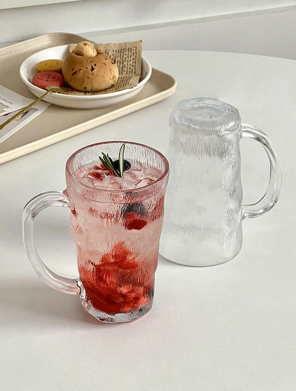 「氷河」紅茶マグカップ 珈琲 耐熱ガラス グラス コップ ティーカップ コーヒーカップ ガラスマグ おしゃれ シンプル 食器 クリア お酒 酎ハイ コーヒーカップ ホット 生ビール コーヒー 紅茶 日本風食器  来客 新生活 父 クリスマス ギフト プレゼント iwailoft