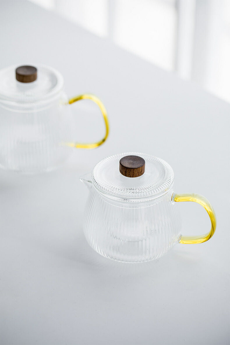 なつめ 直火 新作 耐熱ガラス ティーポット 筋紋 筋入 ガラス ガラスポット ガラス急須 小 500ml 600ml 茶こし付き 木製つまみ 紅茶ポット コーヒーサーバー コーヒーポット ガラスピッチャー 片口 酒器 ハーブティー ポット アフタヌーンティー 母の日 プレゼント IwaiLoft