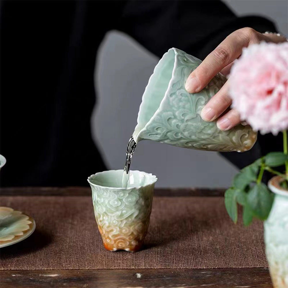 IwaiLoft 手作り 陶磁器ボウル 陶磁グラス 片口 酒器 陶磁器 日本酒 片口注器 ミルクピッチャー  小鉢 取り鉢 片口鉢 和食器 シンプル 中国茶器 公道杯 ティーサーバー 茶海 分茶器 180mL