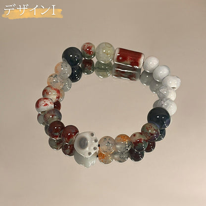 陶磁 ブレスレット アクセサリー 可愛い ゴム ブレスレット 華奢でおしゃれな陶磁石  従来に無く、陶芸ブレスレット メンズ レディース  陶磁器 ブレス ゴム 原石 おしゃれ クリスタル 陶磁珠 誕生日 プレゼント forever love お得なセット