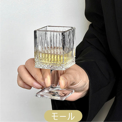 Freefour・SNSで話題 グラス ガラス ゴブレット 高足 脚付グラス 四方 角型 デザートカップ コーヒーグラス アイスクリームコップ フリーカップ ワイングラス ブランデーグラス シャンパングラス ティーコップ ティーグラス カクテルグラス 母の日 プレゼント IwaiLoft