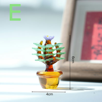 IwaiLoft サボテン オブジェ ガラス細工 置物 さぼてん 置き物 手作り ハンドメイド 植物 ミニチュア かわいい 縁起物 工芸品 風水グッズ 風水アイテム デコレーション インテリア 飾り 雑貨 おしゃれ ギフト プレゼント 母の日