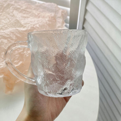 「氷河」紅茶マグカップ 珈琲 耐熱ガラス グラス コップ ティーカップ コーヒーカップ ガラスマグ おしゃれ シンプル 食器 クリア お酒 酎ハイ コーヒーカップ ホット 生ビール コーヒー 紅茶 日本風食器  来客 新生活 父 クリスマス ギフト プレゼント iwailoft