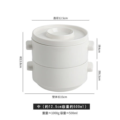 愛用される せいろ付きセラミック鍋 蒸し器 10cm 12cm 小 一人用 茶碗蒸し スープ椀 スープボウル 蓋付 お碗 珍味入れ 小鉢 赤ちゃん 離乳食 食器 つゆ鉢 プリンカップ ホワイト 蒸篭 蒸籠 せいろ蒸し 中華蒸篭 中華食器 ミニセイロ 一人暮らし 点心 小籠包 肉まん IwaiLoft