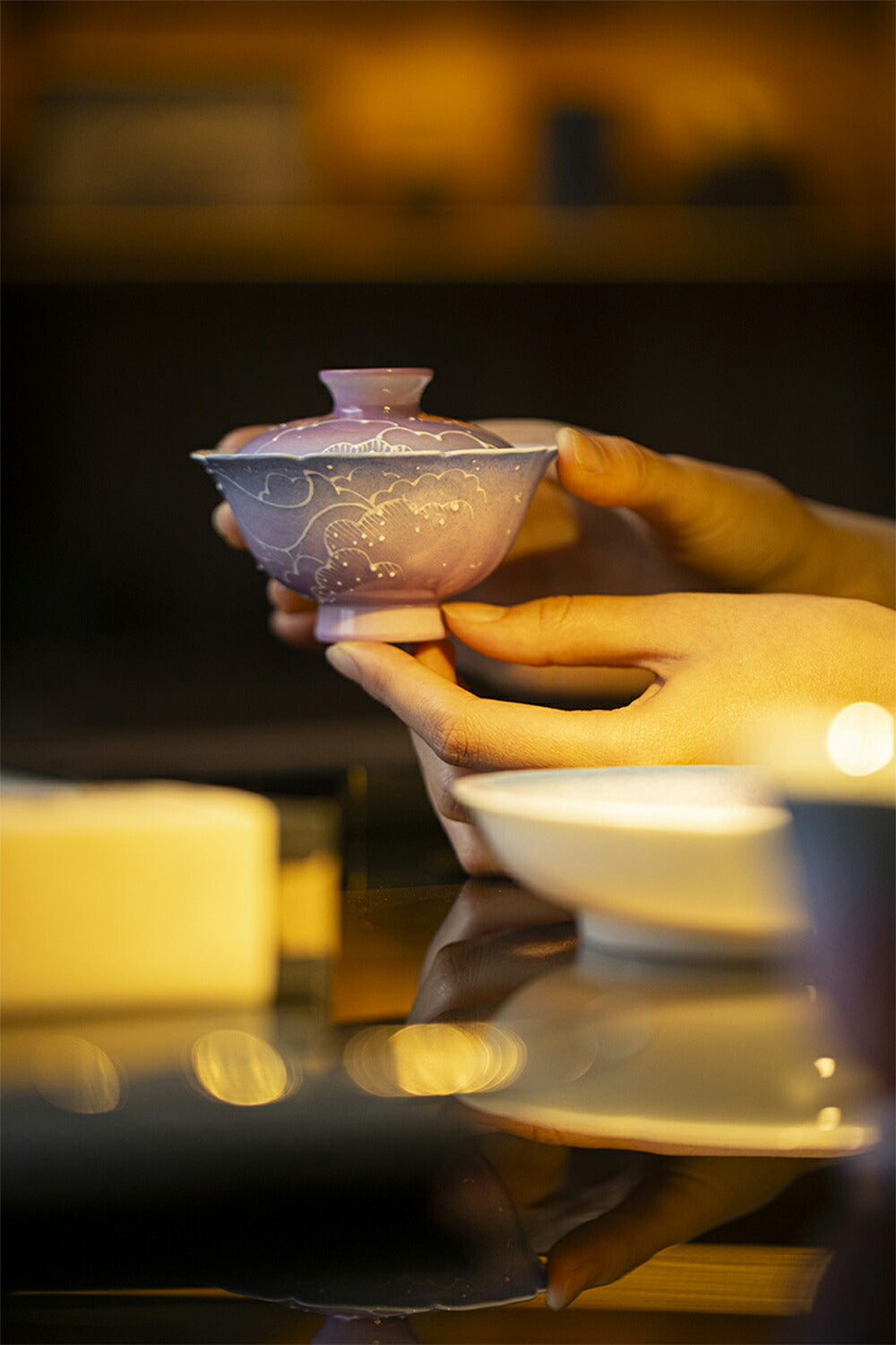 金魚・夢！ 蓋物 蓋付碗 珍味入れ 宝瓶 蓋碗 湯冷まし パーブル 紫 茶器 磁器 中国茶器 台湾茶器 紅茶 緑茶 シノワズリ 茶器 スープ椀 スープボウル 蓋付 グラス 菓子椀 ボウル 茶碗 宝瓶 フリーカップ お碗 抹茶茶碗 茶碗蒸し 茶芸  母の日 ギフト IwaiLoft