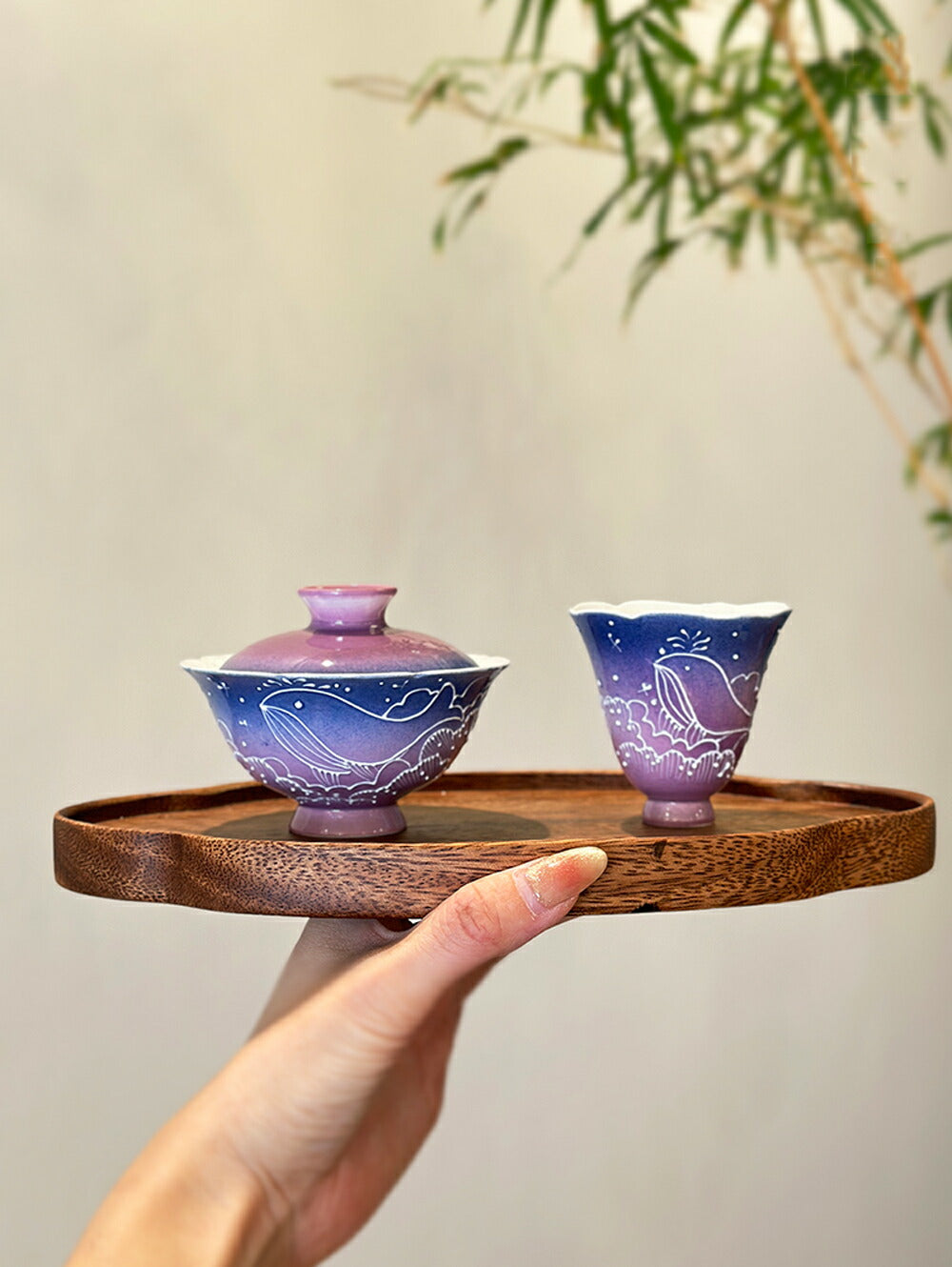 金魚・夢！ 蓋物 蓋付碗 珍味入れ 宝瓶 蓋碗 湯冷まし パーブル 紫 茶器 磁器 中国茶器 台湾茶器 紅茶 緑茶 シノワズリ 茶器 スープ椀 スープボウル 蓋付 グラス 菓子椀 ボウル 茶碗 宝瓶 フリーカップ お碗 抹茶茶碗 茶碗蒸し 茶芸  母の日 ギフト IwaiLoft