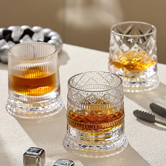 回転する 星 スピングラス ロックグラス  255ml 焼酎グラス 回転グラス 硝子 ウイスキー グラス タンブラーグラス 焼酎グラス コースター付き ストレス解消 ガラス 酒器 IwaiLoft 新品