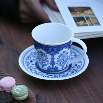 【豪華な中世貴族風・200ml】マグカップ コーヒーカップ ティーカップ モーニングカップ ソーサー付き 茶托付き コーヒーマグ スープカップ 花柄 白 彼女 誕生日プレゼント 新居 祝い 母の日 ギフト カフェ風 お家カフェ シノワズリ レトロ フランススタイル  IwaiLoft