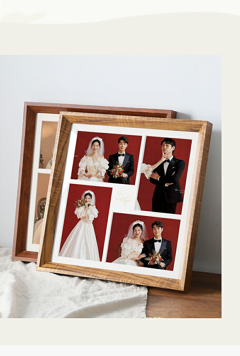 人気N0.1 ウッド フォト 四つに仕切られた フレーム 壁掛け＆置き 写真立て L判・2L判 ナチュラル 四つの区画 写真フレーム おしゃれ 透明アクリル フォトフレーム 木製調 ブラウン ベージュ  結婚祝い 額縁 写真入れ 記念品 誕生日  お祝い プレゼント 卒業 入学 kiyokyou