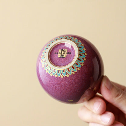 王の色 湯呑 茶器 湯のみ お茶 紫 パープル フリーカップ 蕎麦猪口 チョコ グラス 陶磁器 ティーカップ ティーコップ ?窑 ?琅彩 茶杯 お茶用品 ティーウェア 敬老の日 母の日 プレゼント 贈り物にも 食洗機対応 電子レンジ対応 IwaiLoft