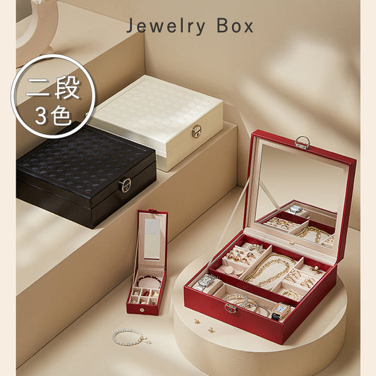 ジュエリーボックス アクセサリーケース 大容量 仕切り調整 1段 2段 PU おしゃれ 高級 宝石箱アクセサリー 収納 ケース 指輪 リング/ピアス/ネックレス/メガネ/時計収納 小物収納 玄関 IwaiLoft