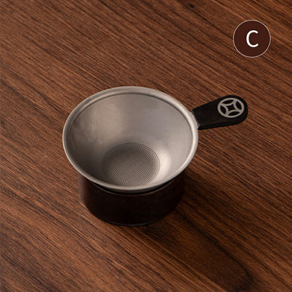 「極・チタン」純Ti 茶こし 茶漉し 金属製 純チタン 木製 受け皿 ティーストレーナードリッパー フィルター おしゃれ セラミック コーヒーフィルター セラミックフィルター スタンドセット 紅茶 金属の茶こし 急須 マグカップ ティーポット 用 ちゃこし 茶道具 茶芸 IwaiLoft