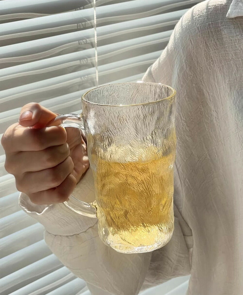 「氷河」紅茶マグカップ 珈琲 耐熱ガラス グラス コップ ティーカップ コーヒーカップ ガラスマグ おしゃれ シンプル 食器 クリア お酒 酎ハイ コーヒーカップ ホット 生ビール コーヒー 紅茶 日本風食器  来客 新生活 父 クリスマス ギフト プレゼント iwailoft