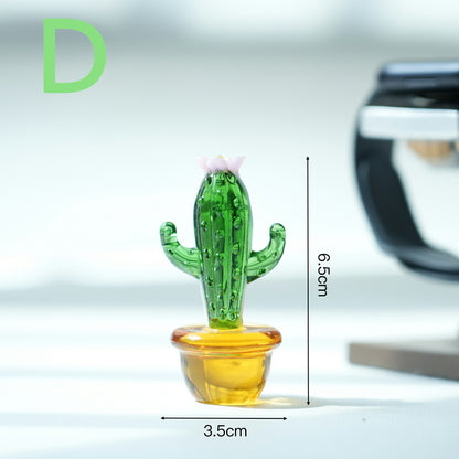 IwaiLoft サボテン オブジェ ガラス細工 置物 さぼてん 置き物 手作り ハンドメイド 植物 ミニチュア かわいい 縁起物 工芸品 風水グッズ 風水アイテム デコレーション インテリア 飾り 雑貨 おしゃれ ギフト プレゼント 母の日
