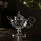 IwaiLoft 十卿 Glass Art 工芸作家作品 耐熱ガラス 夢 ティーポット 高台 ガラス 急須 430ml  ガラス製ポット 紅茶ポット お茶ポット ガラスポット 花茶 工芸茶 ハーフティー に健康茶器 アフターティー お家ティータイム  母の日プレゼント 化粧箱付き