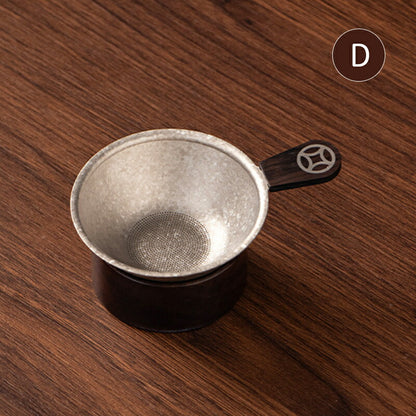 「極・チタン」純Ti 茶こし 茶漉し 金属製 純チタン 木製 受け皿 ティーストレーナードリッパー フィルター おしゃれ セラミック コーヒーフィルター セラミックフィルター スタンドセット 紅茶 金属の茶こし 急須 マグカップ ティーポット 用 ちゃこし 茶道具 茶芸 IwaiLoft