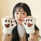 ネコ肉球 手袋 かわいい 暖かい 防寒 冬 ミトン 指なし もこもこ 女性 レディース 冬物 手袋 スマートフォン対応　秋冬 防風 防寒 学生 通勤 通学 自転車 アウトドア ファー 暖かい イベント ミトン手袋「選べる福袋対象」kiyokyou