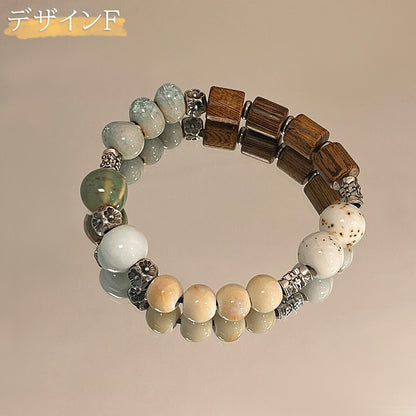 陶磁 ブレスレット アクセサリー 可愛い ゴム ブレスレット 華奢でおしゃれな陶磁石  従来に無く、陶芸ブレスレット メンズ レディース  陶磁器 ブレス ゴム 原石 おしゃれ クリスタル 陶磁珠 誕生日 プレゼント forever love お得なセット