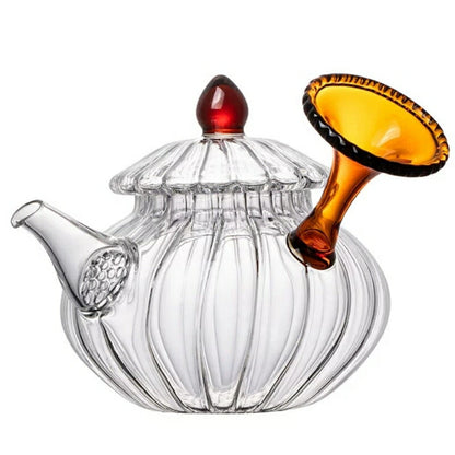 Glass Art 横手 ティーポット 耐熱ガラス ガラスティーポット コーヒーサーバー ガラスポット ガラス急須 150ml ガラス 急須 ガラスポット 紅茶ポット 日本茶 ルイボスティー  緑茶 リーフティーポット ハーブティーポット おすす め 直火可 IwaiLoft