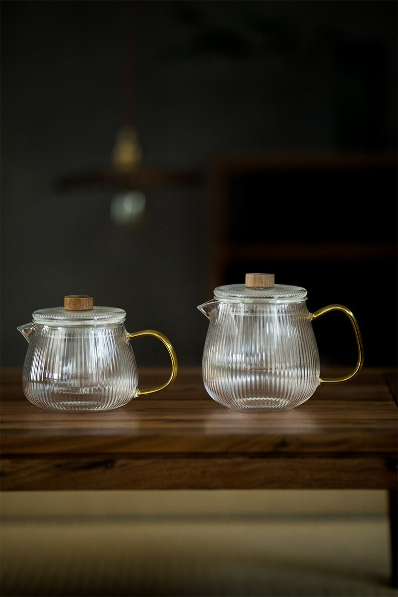 なつめ 直火 新作 耐熱ガラス ティーポット 筋紋 筋入 ガラス ガラスポット ガラス急須 小 500ml 600ml 茶こし付き 木製つまみ 紅茶ポット コーヒーサーバー コーヒーポット ガラスピッチャー 片口 酒器 ハーブティー ポット アフタヌーンティー 母の日 プレゼント IwaiLoft