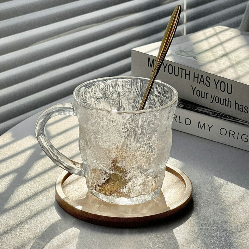 「氷河」紅茶マグカップ 珈琲 耐熱ガラス グラス コップ ティーカップ コーヒーカップ ガラスマグ おしゃれ シンプル 食器 クリア お酒 酎ハイ コーヒーカップ ホット 生ビール コーヒー 紅茶 日本風食器  来客 新生活 父 クリスマス ギフト プレゼント iwailoft