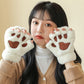 ネコ肉球 手袋 かわいい 暖かい 防寒 冬 ミトン 指なし もこもこ 女性 レディース 冬物 手袋 スマートフォン対応　秋冬 防風 防寒 学生 通勤 通学 自転車 アウトドア ファー 暖かい イベント ミトン手袋「選べる福袋対象」kiyokyou