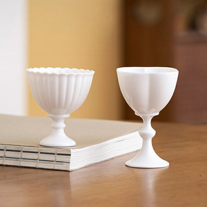 2個セット ゴブレット おしゃれ 白い器 グラス 小鉢 小さめ 50ml 70ml 白磁 花形 菊形 デザート・アミューズカップ 盃 酒杯 足つき ミニボール 豆鉢 デザート鉢 冷茶グラス ブランデーグラス シャンパングラス ティーカップ ティーグラス カクテルグラス IwaiLoft