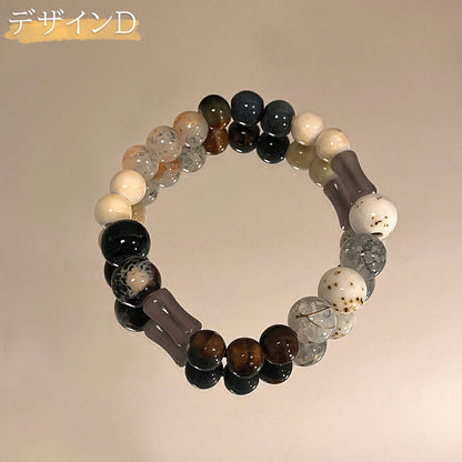 陶磁 ブレスレット アクセサリー 可愛い ゴム ブレスレット 華奢でおしゃれな陶磁石  従来に無く、陶芸ブレスレット メンズ レディース  陶磁器 ブレス ゴム 原石 おしゃれ クリスタル 陶磁珠 誕生日 プレゼント forever love お得なセット