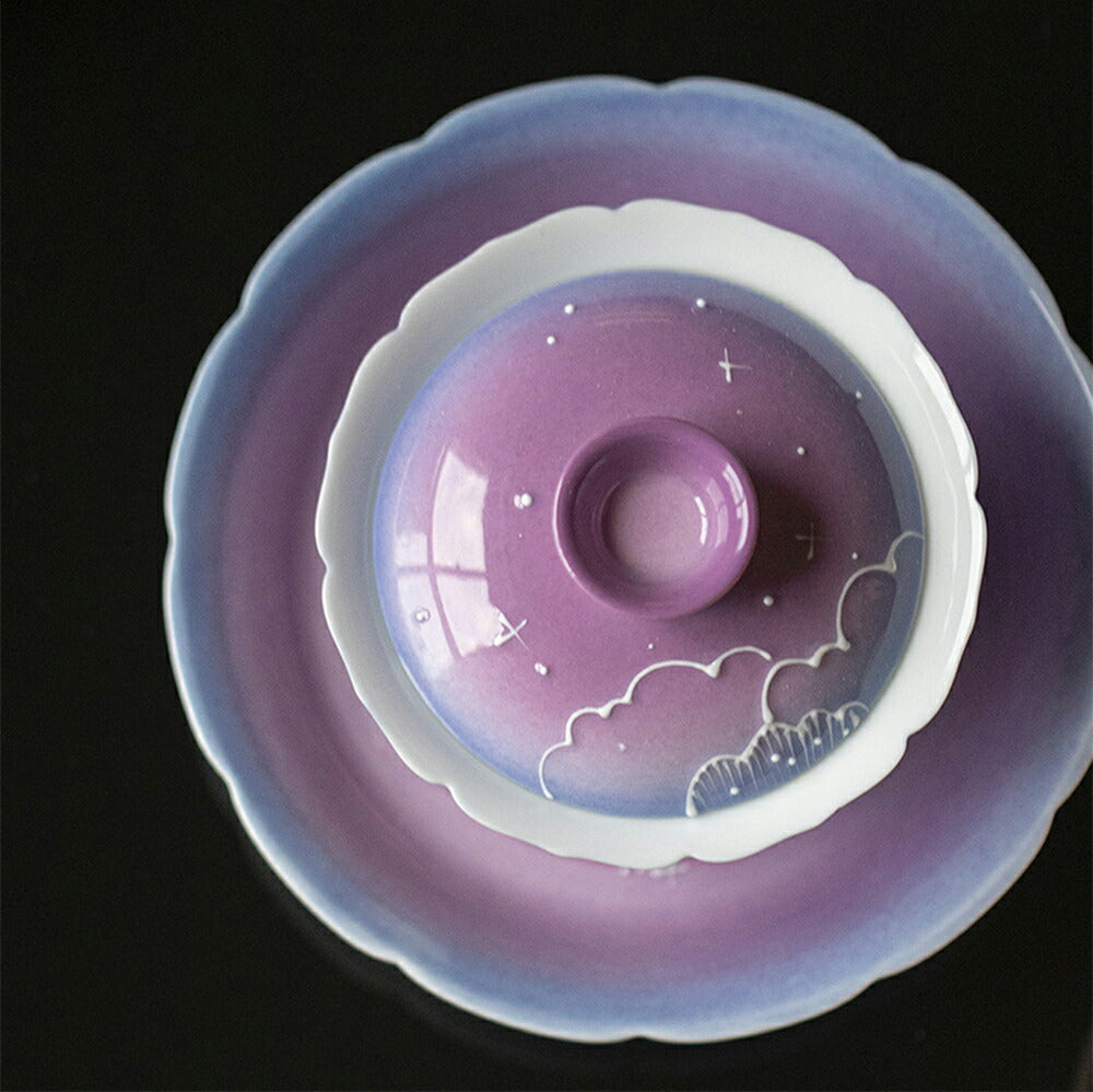 金魚・夢！ 蓋物 蓋付碗 珍味入れ 宝瓶 蓋碗 湯冷まし パーブル 紫 茶器 磁器 中国茶器 台湾茶器 紅茶 緑茶 シノワズリ 茶器 スープ椀 スープボウル 蓋付 グラス 菓子椀 ボウル 茶碗 宝瓶 フリーカップ お碗 抹茶茶碗 茶碗蒸し 茶芸  母の日 ギフト IwaiLoft