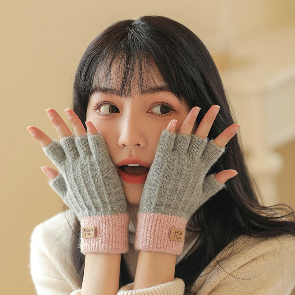 【2点で20％off】 指なし 手袋 レディース  かわいい 暖かい ニット 指先カット ハンドウォーマー ちくちくしない  全6色 女性 ウイルス対策 接触感染対策 在宅勤務 テレワーク 手荒れ てぶくろ 防寒 暖かい 通勤 通学 秋冬 クリスマス プレゼント「選べる福袋対象」kiyokyou