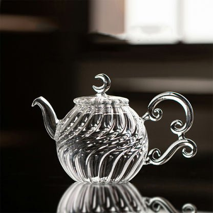 Glass Art 新月 耐熱ガラス ティーポット ガラス 急須 ガラスティーポット 350ml ガラス製ポット 紅茶ポット お茶ポット 茶器 耐熱ポット ハンドメイド ガラスポット 花茶 工芸茶 アフターティー ティータイム IwaiLoft 母の日 プレゼント