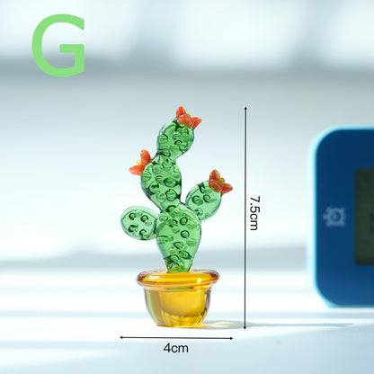 IwaiLoft サボテン オブジェ ガラス細工 置物 さぼてん 置き物 手作り ハンドメイド 植物 ミニチュア かわいい 縁起物 工芸品 風水グッズ 風水アイテム デコレーション インテリア 飾り 雑貨 おしゃれ ギフト プレゼント 母の日