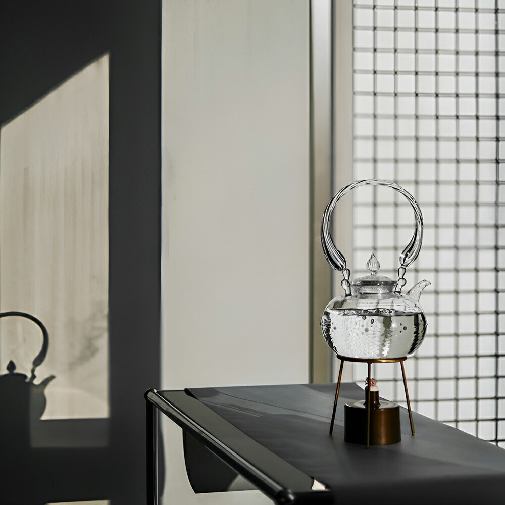 IwaiLoft 十卿 Glass Art 工芸作家作品 耐熱ガラス 夢 ティーポット  ガラス 急須 1000ml  ガラス製ポット 紅茶ポット お茶ポット ガラスポット 花茶 工芸茶 ハーフティー に健康茶器 アフターティー お家ティータイム  母の日プレゼント 化粧箱付き