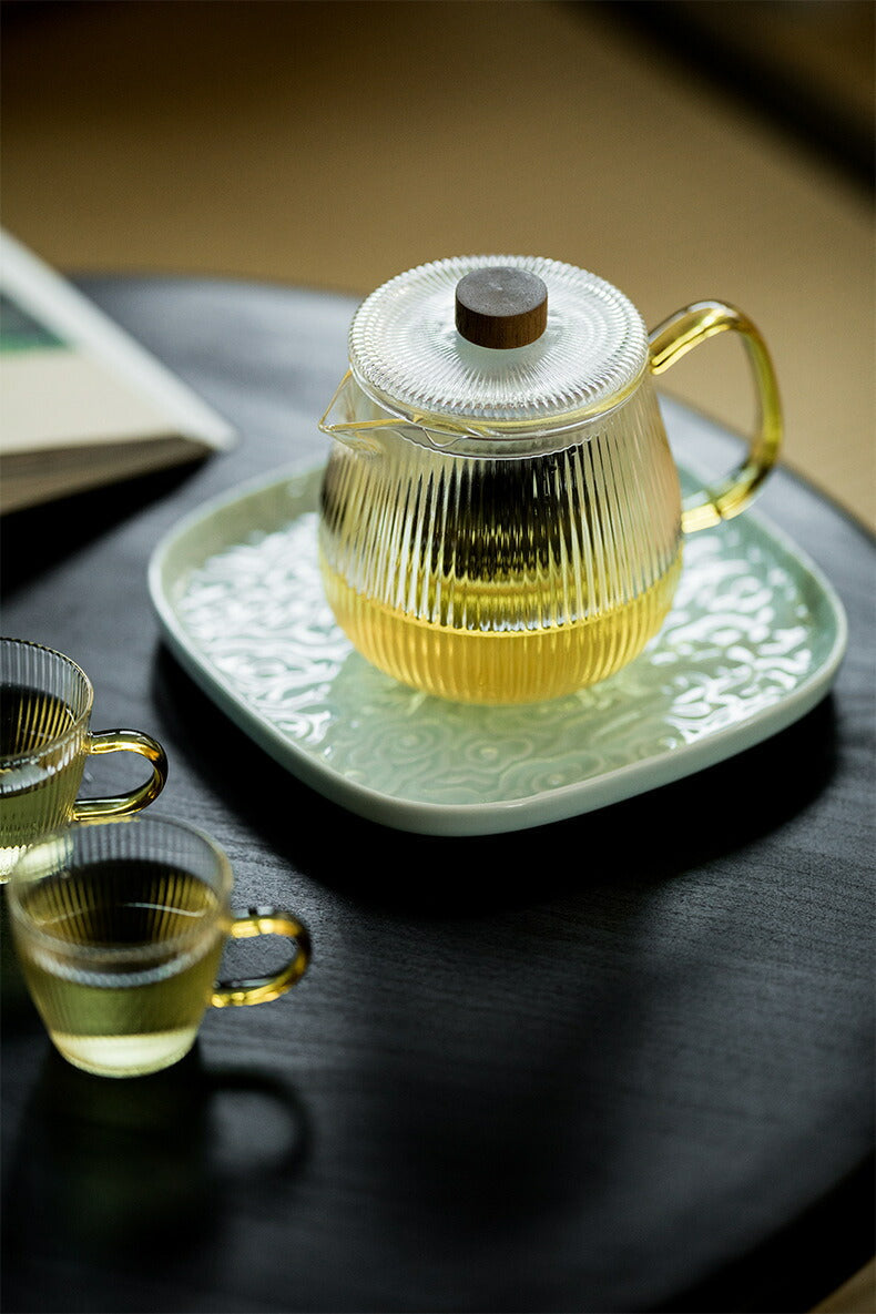 なつめ 直火 新作 耐熱ガラス ティーポット 筋紋 筋入 ガラス ガラスポット ガラス急須 小 500ml 600ml 茶こし付き 木製つまみ 紅茶ポット コーヒーサーバー コーヒーポット ガラスピッチャー 片口 酒器 ハーブティー ポット アフタヌーンティー 母の日 プレゼント IwaiLoft