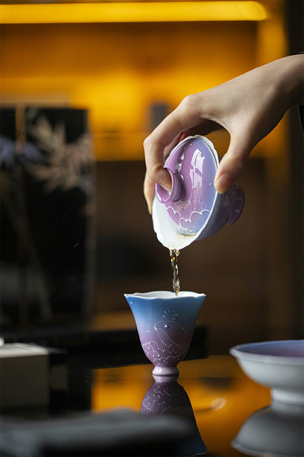 金魚・夢！ 蓋物 蓋付碗 珍味入れ 宝瓶 蓋碗 湯冷まし パーブル 紫 茶器 磁器 中国茶器 台湾茶器 紅茶 緑茶 シノワズリ 茶器 スープ椀 スープボウル 蓋付 グラス 菓子椀 ボウル 茶碗 宝瓶 フリーカップ お碗 抹茶茶碗 茶碗蒸し 茶芸  母の日 ギフト IwaiLoft