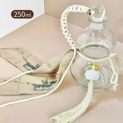 【瓢箪】縁起が良い ひょうたん 蓋付き ガラス瓶 ガラスポット 丸 水出しポット ワインボトル型 透明 250ml 500ml 紅茶煎茶 緑茶 氷出し 水出し煎茶 冷茶ポット 冷茶ボトル 囲炉煮茶 ガラス器 酒ガラスびん 酒瓶 ワイン瓶 空瓶 果実酒びん 小 仕分け ガラス容器 IwaiLoft