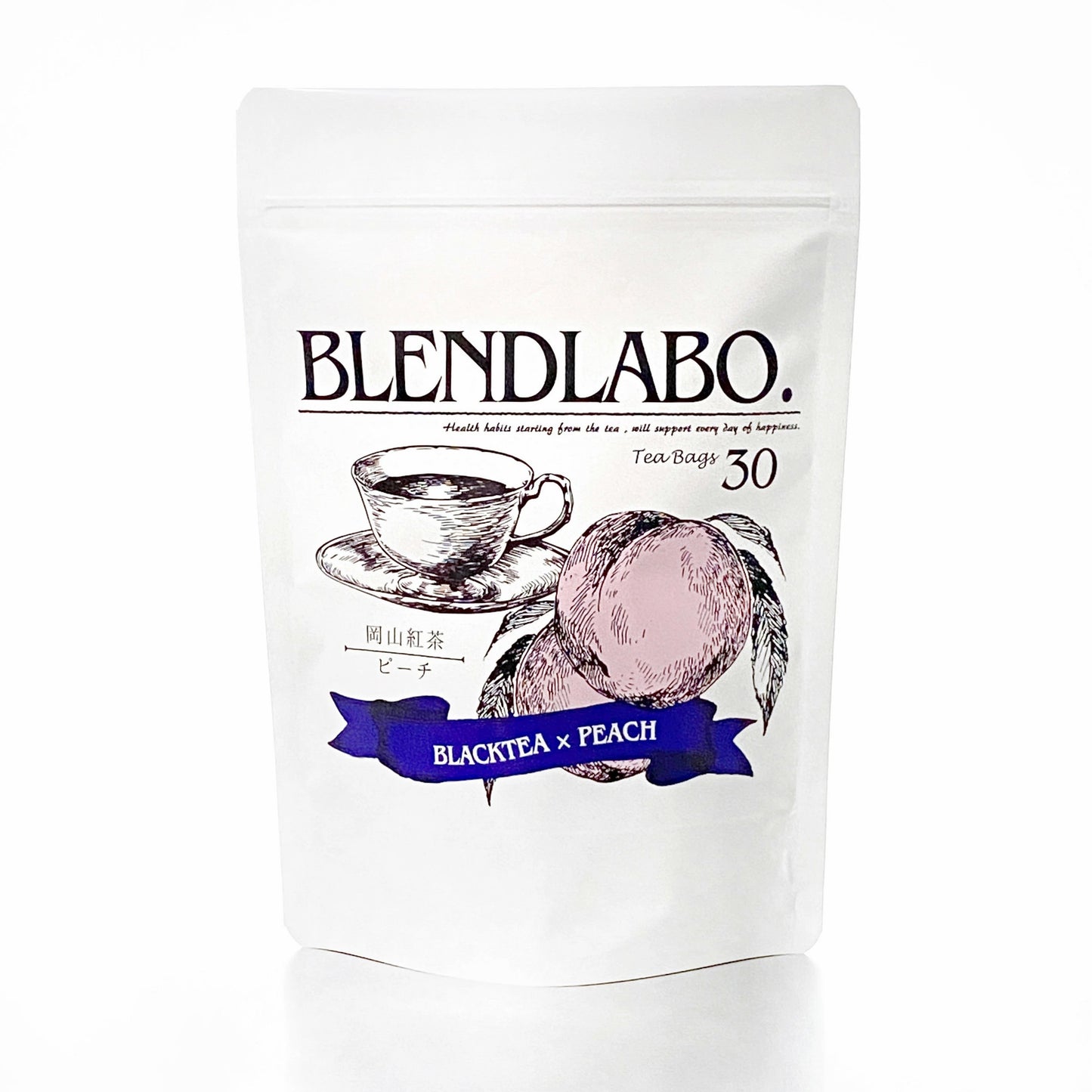 フレーバーティー 岡山紅茶 ピーチ 送料無料 ティーバッグ 2.5g×30包 ふくちゃ 紅茶 国産 紅茶ピーチ 桃）ブレンドラボ Blend LABO. ふくちゃ