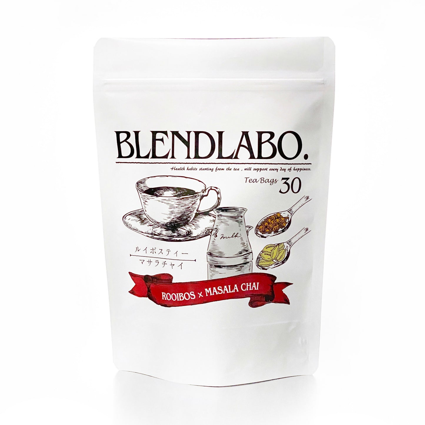 フレーバーティー ルイボスティー マサラチャイ 送料無料 ノンカフェイン ティーバッグ 30包 ふくちゃ スパイスミルクティー カルダモン クローブ ブレンドラボ Blend LABO. ふくちゃ
