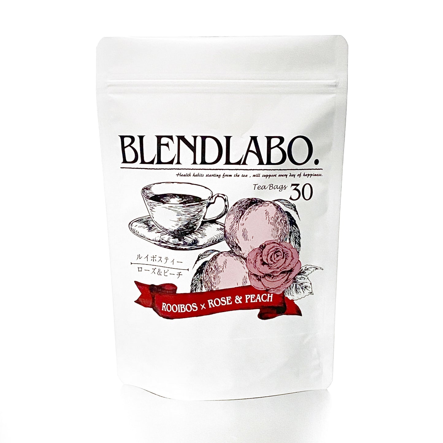 フレーバーティー ルイボスティー ローズ＆ピーチ 送料無料 ノンカフェイン ティーバッグ 30包 ふくちゃ 薔薇 桃 Blend LABO. ふくちゃ