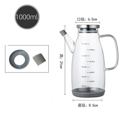 IwaiLoft 見やすい目盛り付き オイルポット 耐熱ガラス  液だれしにくい オイル差し 油差し 醤油差し 調味料ボトル ガラスオイルポット 小サイズ 調味サーバー ドレッシングボトル ドレッシング入れ ヴィネガーボトル 大容量 卓上 丸洗い 油 保存容器 シンプル おしゃれ