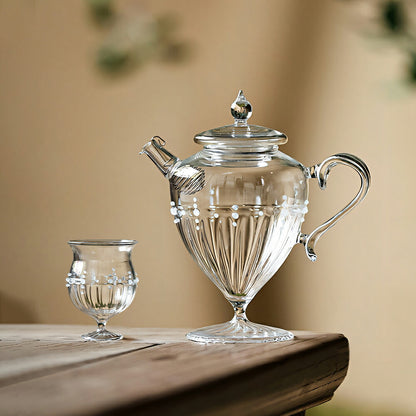 IwaiLoft Glass Art 美人 耐熱ガラス ティーポット 高台 ガラス 急須 ガラスティーポット 150ml ガラス製ポット 紅茶ポット お茶ポット ガラスポット 花茶 工芸茶 ハーフティー に健康茶器 アフターティー お家ティータイム 母の日プレゼント