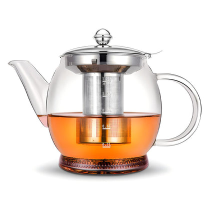 IwaiLoft 日本初！直火対応 耐熱ガラス やかん ティーポット ガラス急須 ガラスケトル コーヒーケトル ガラスティーポット 800ml  1500ml 304SUSステンレス製 茶こし付き ガラスポット ジャンピング 紅茶ポット フルーツティー 花茶 リーフティーポット 母の日 ギフト