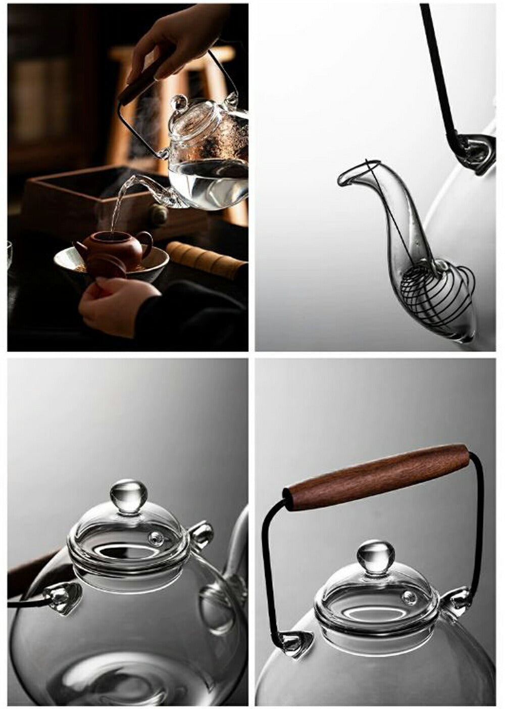 IwaiLoft 新作 秋晴れ 耐熱ガラス ティーポット やかん 耐熱 湯冷まし 金針茶こし付き ガラスポット ガラスやかん 手作り ジャンピング ナチュラル 紅茶ポット フルーツティー 花茶 工芸茶 ハーフティー にオススメ 【直火可】