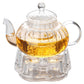 IwaiLoft Healing Heat-Resistant Glass Teapot with Tea Strainer Glass Teapot Thermal Candle Warmer Tea Warmer Set Tea For Two Glass Pot Black Tea Fruit Tea Leaf Tea Flower Tea Craft Tea Half Tea Direct Fire IL-SET1925