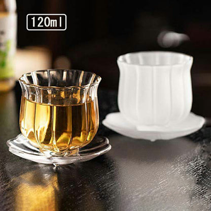 IwaiLoft 耐熱ガラス 120ml ガラスコップ ソーサー セット ガラスのコースター・おちょこ ローグラス 冷茶グラス ティーグラス 結露しにくい 電子レンジOK 来客用 誕生日プレゼント お祝い【セット買いがお得】【送料無料】