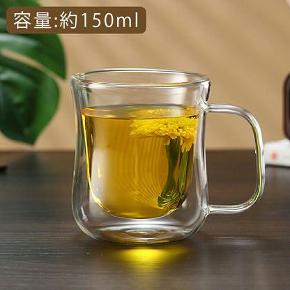 IwaiLoft 耐熱ガラス グラス ガラスマグ ダブルウォールグラス ガラスコップ ガラスカップ コーヒーカップ コーヒーマグ かわいい モーニングカップ ティーグラス 冷茶グラス 結露しにくい 電子レンジOK カフェコーヒー器具