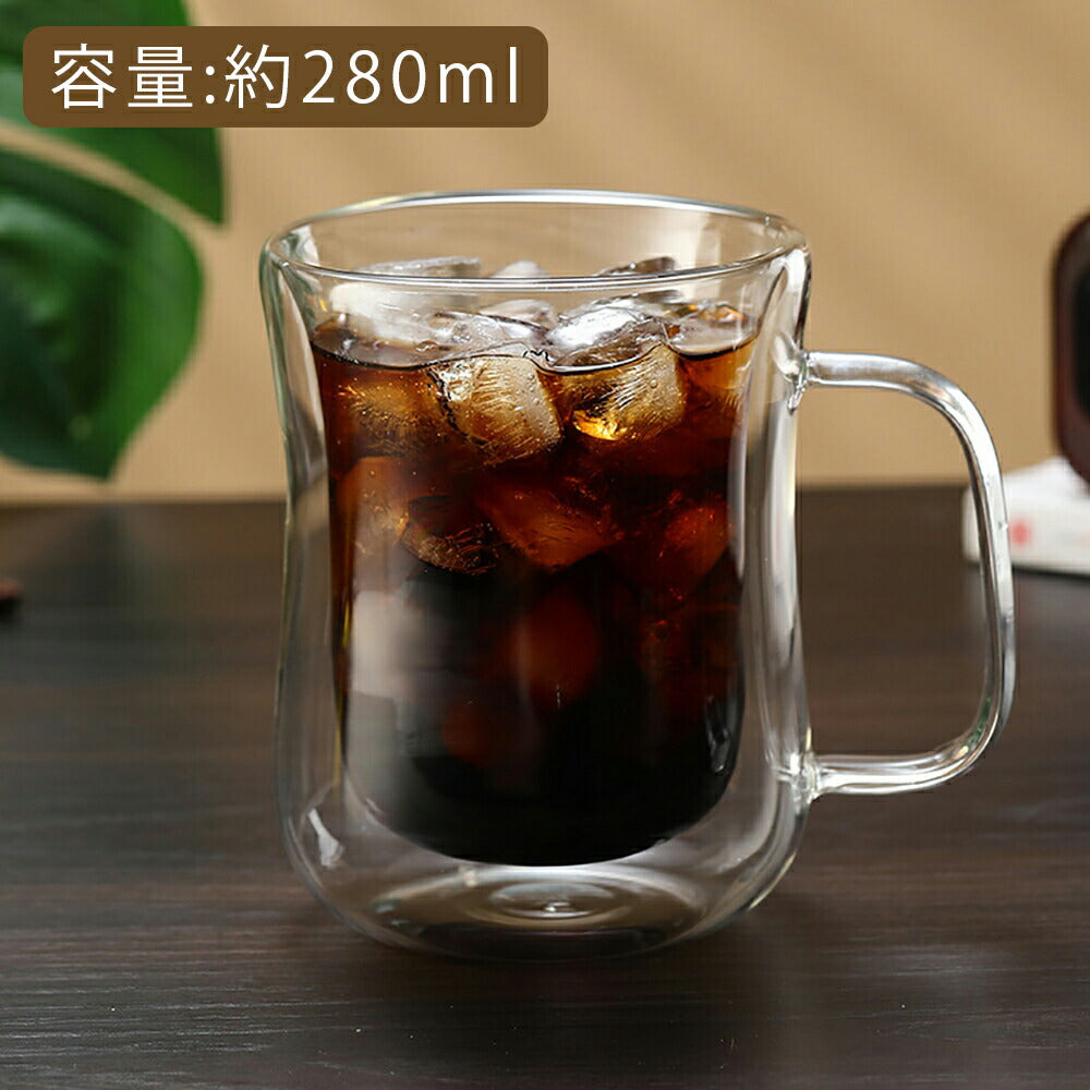 IwaiLoft 耐熱ガラス グラス ガラスマグ ダブルウォールグラス ガラスコップ ガラスカップ コーヒーカップ コーヒーマグ かわいい モーニングカップ ティーグラス 冷茶グラス 結露しにくい 電子レンジOK カフェコーヒー器具