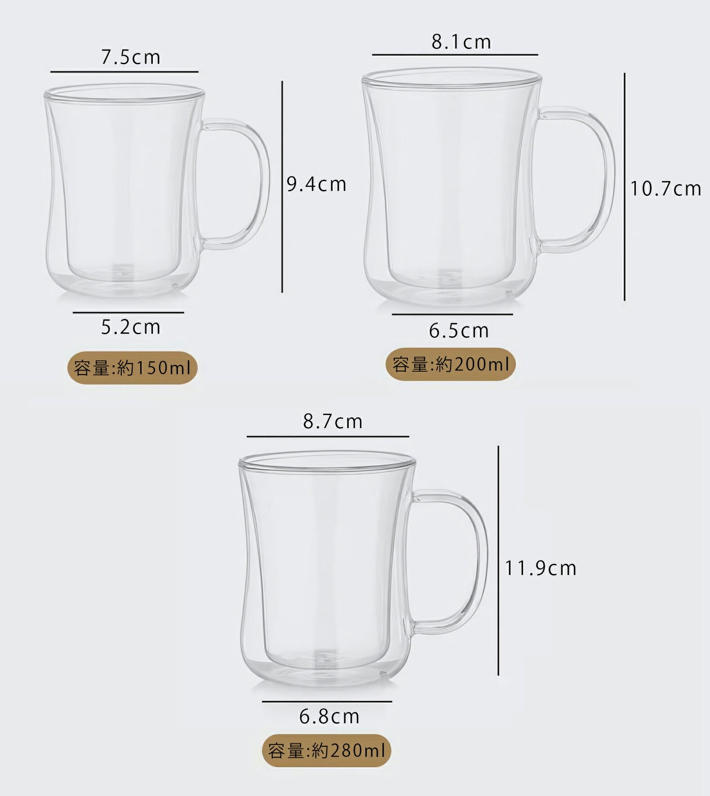 IwaiLoft 耐熱ガラス グラス ガラスマグ ダブルウォールグラス ガラスコップ ガラスカップ コーヒーカップ コーヒーマグ かわいい モーニングカップ ティーグラス 冷茶グラス 結露しにくい 電子レンジOK カフェコーヒー器具