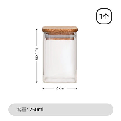 IwaiLoft【Square】天然木の蓋 ガラスキャニスター 珈琲キャニスター 耐熱ガラス 四角 スクウェア ミニ 小 北欧 おしゃれ コーヒー豆 保存容器 ガラス 正方形 角型 果実酒容器 密封ビン 木蓋 茶筒 茶入 お菓子 茶葉 糖 香料 調味料入れ 漬物保存容器 防湿保存